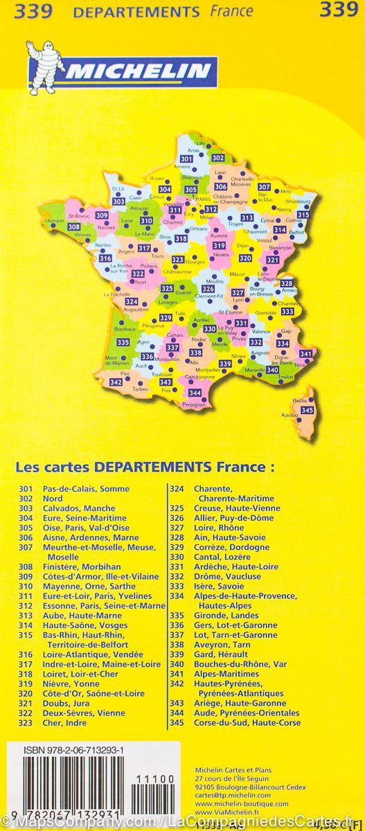 Carte départementale n° 339 - Gard & Hérault | Michelin carte pliée Michelin 