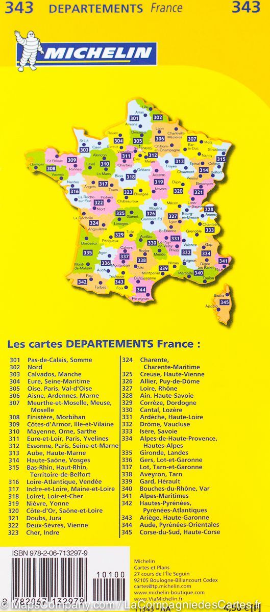 Carte départementale n° 341 - Alpes-Maritimes | Michelin carte pliée Michelin 