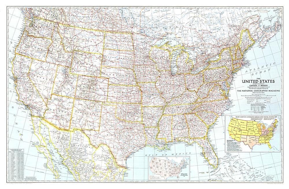 1940 United States of America Map – La Compagnie des Cartes - Le voyage ...