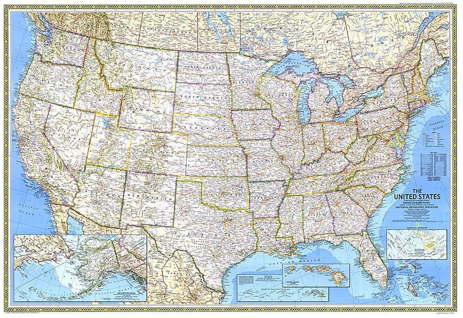 1987 United States Map Wall Map 