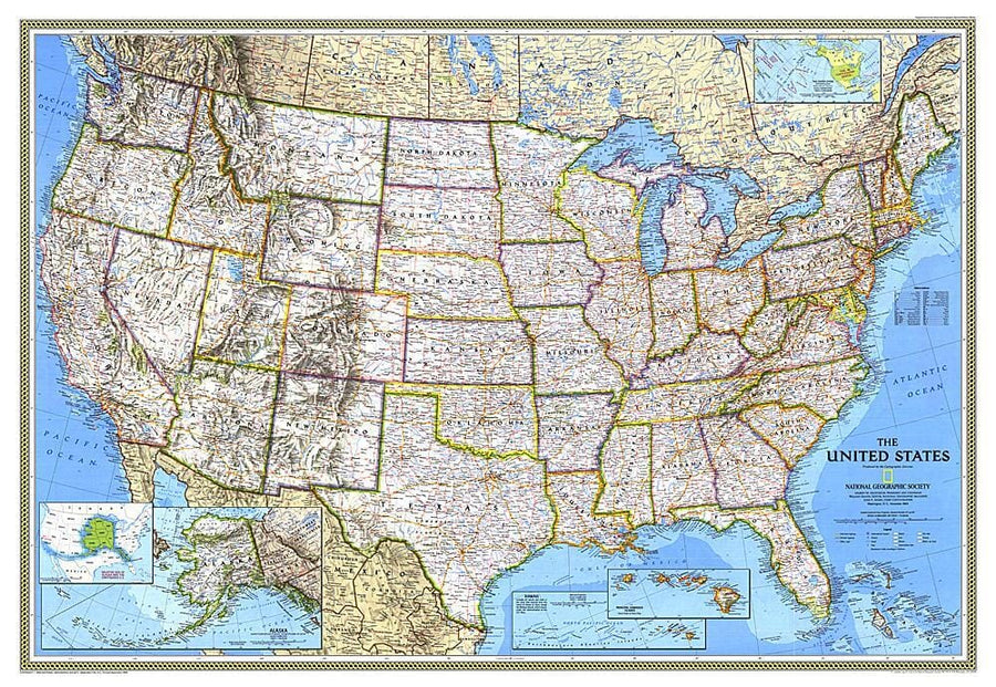 1993 United States Map Wall Map 