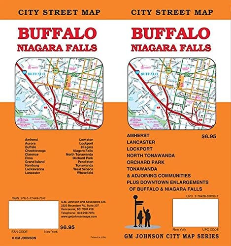 Carte des rues de Buffalo / Niagara Falls, New York | GM Johnson carte pliée GM Johnson 
