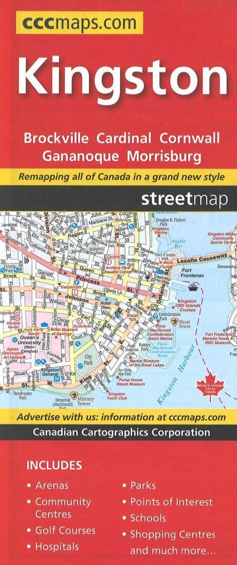 Kingston Cornwall Brockville Street Map | Canadian Cartographics Corporation Road Map 