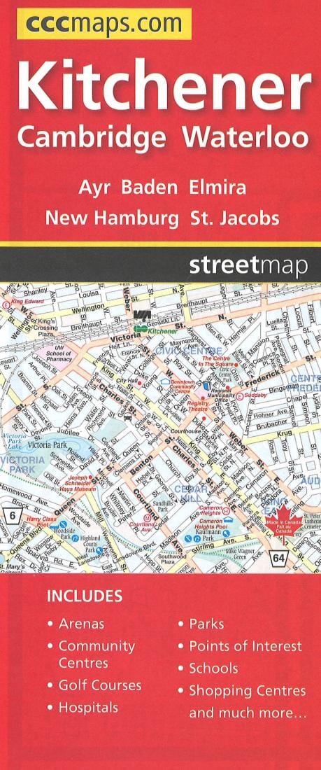 Kitchener, Cambridge, and Waterloo Street Map | MapArt carte pliée 
