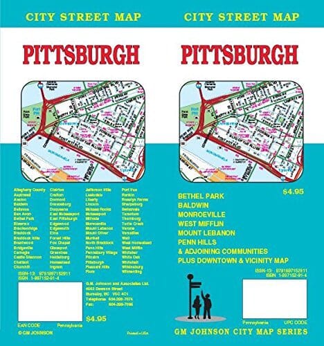 Pittsburgh, Pennsylvania Street Map | GM Johnson carte pliée 