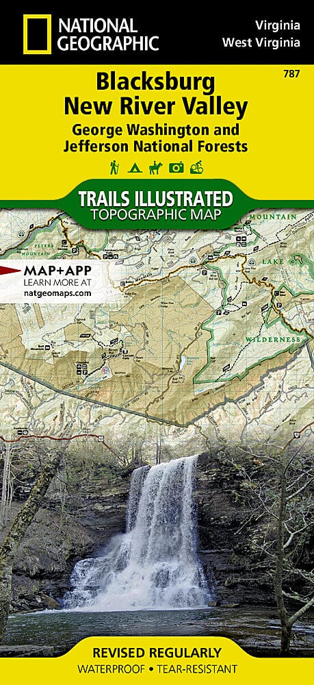 Carte des sentiers de Blacksburg, New River Valley et Jefferson National Forest (Virginie), # 787 | National Geographic carte pliée National Geographic 