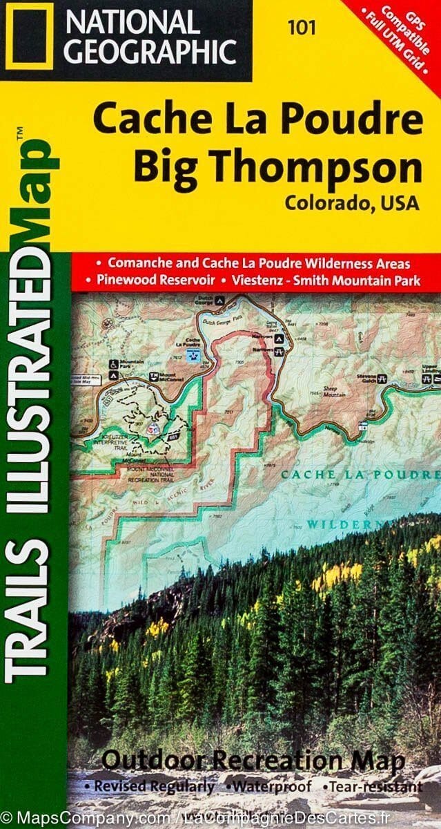 Trail Map of Cache la Poudre / Big Thomson (Colorado) - #101 | National Geographic