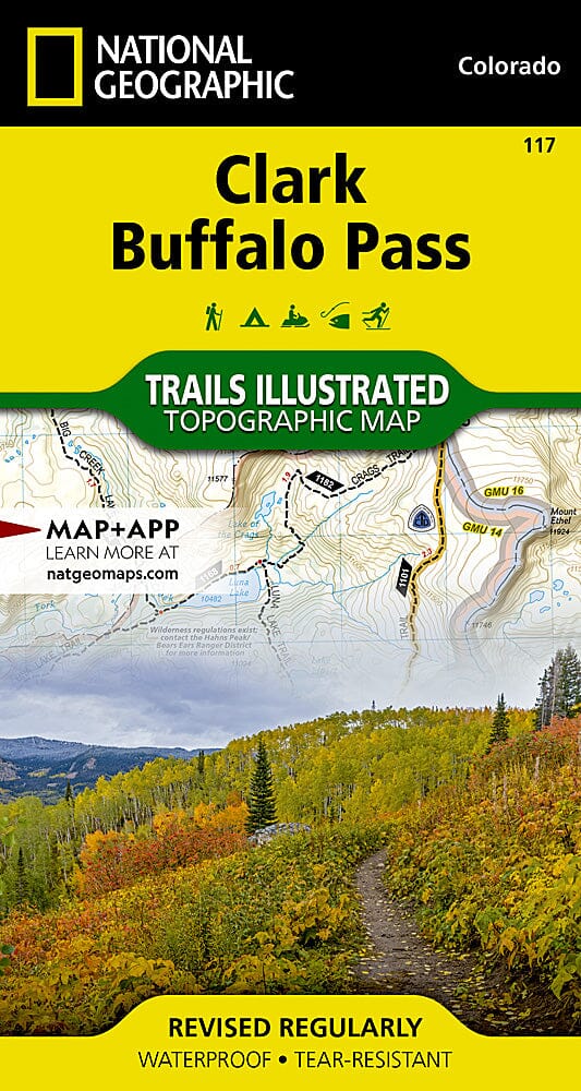 Carte des sentiers de Clark / Buffalo Pass (Colorado), # 117 | National Geographic carte pliée National Geographic 