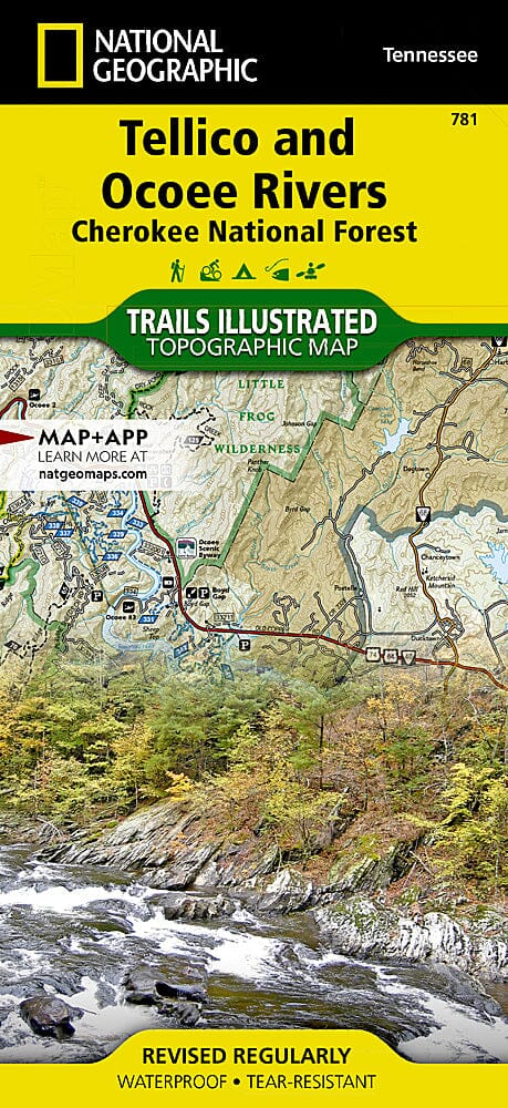 Carte des sentiers de la forêt nationale de Cherokee - rivières Tellico et Ocoee (Tennessee), # 781 | National Geographic carte pliée National Geographic 