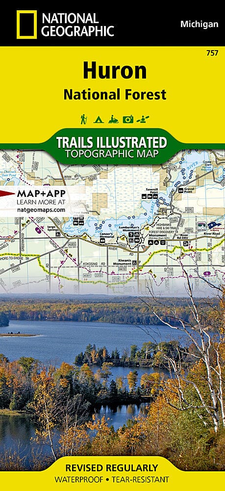 Carte des sentiers de la forêt nationale de Huron (Michigan), # 757 | National Geographic carte pliée National Geographic 
