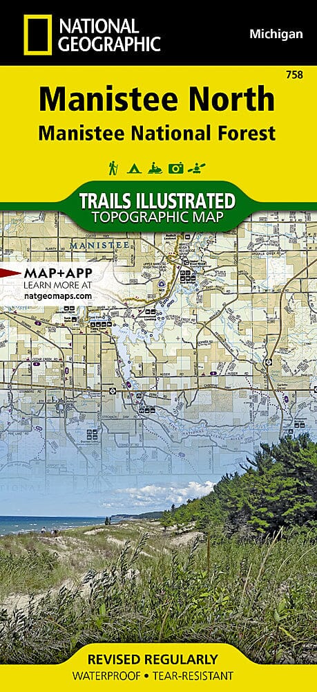 Carte des sentiers de la forêt nationale de North Manistee (Michigan), # 758 | National Geographic carte pliée National Geographic 