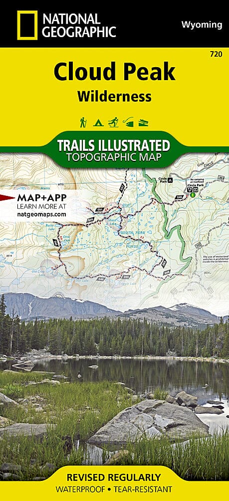 Carte des sentiers de la région sauvage de Cloud Peak (Wyoming), # 720 | National Geographic carte pliée National Geographic 