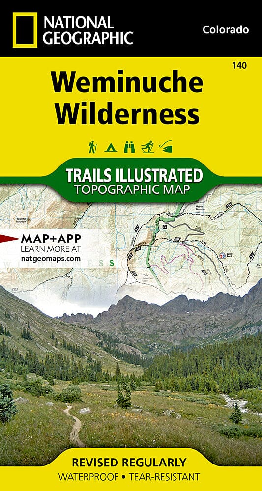 Carte des sentiers de la région sauvage de Weminuche (Colorado), n° 140 | National Geographic carte pliée National Geographic 