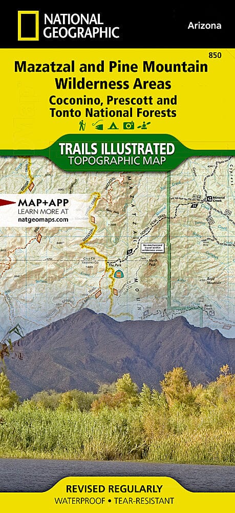 Carte des sentiers de Mazatzal & Pine Mountain Wilderness Areas, Coconino, Prescott & Tonto National Forests (Arizona), # 850 | National Geographic carte pliée National Geographic 