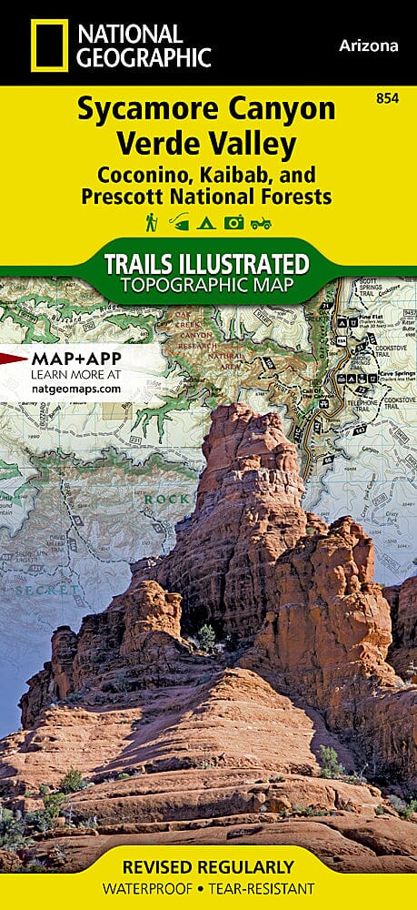Carte des sentiers de Sycamore Canyon / Verde Valley, Coconino, Kaibab & Prescott National Forests (Arizona), # 854 | National Geographic carte pliée National Geographic 