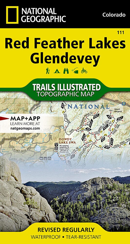 Carte des sentiers des lacs Red Feather et Glendevey (Colorado), # 111 | National Geographic carte pliée National Geographic 