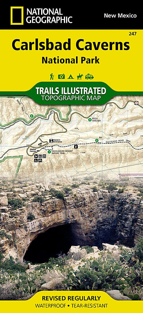 Carte des sentiers du parc national de Carlsbad Caverns, Nouveau-Mexique, # 247 | National Geographic carte pliée National Geographic 