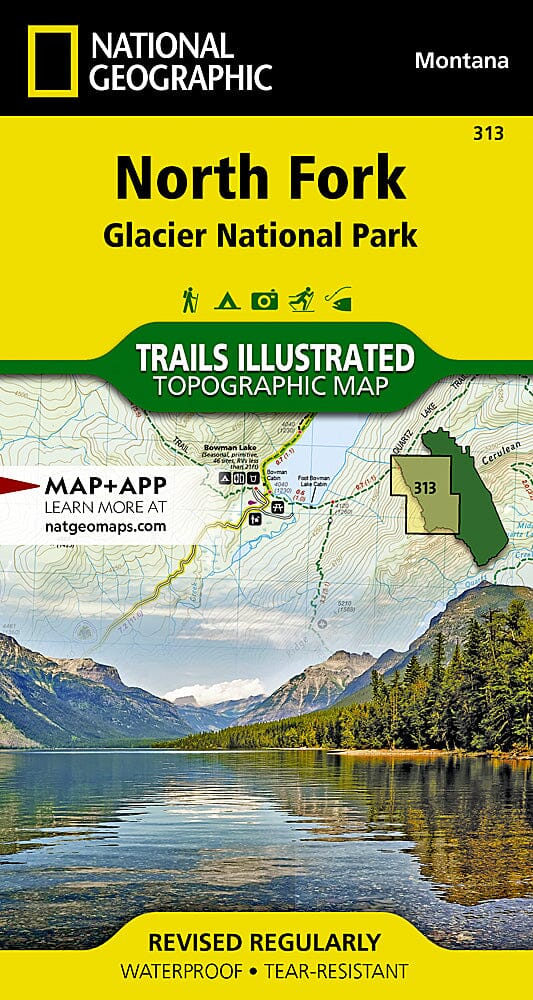 Carte des sentiers du parc national des Glaciers, North Fork (Montana), # 313 | National Geographic carte pliée National Geographic 