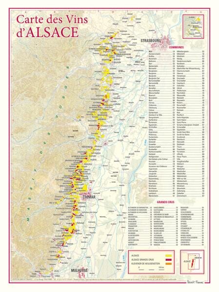 Carte des vins d'Alsace carte pliée BENOIT FRANCE 