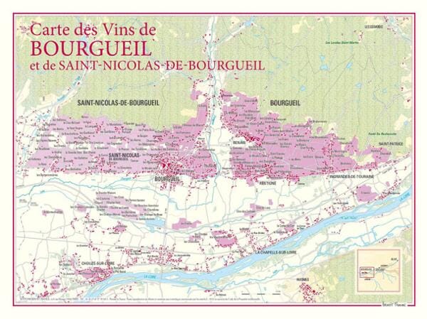 Carte des vins de Bourgueil et de Saint-Nicolas-de-Bourgueil carte pliée BENOIT FRANCE 