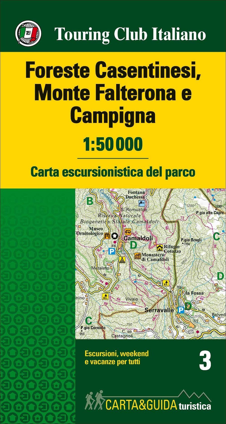 Carte détailée + guide - Parc national de la Forêt Casentinesi, Mont Falterona et Campigna (Toscane) | Touring Club Italiano carte pliée Touring 