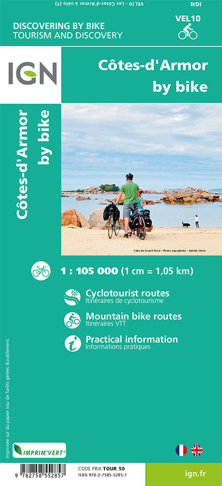 Carte détaillée - Côtes-d'Armor à vélo | IGN carte pliée IGN 