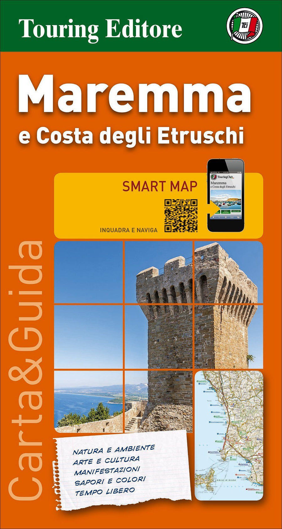 Carte détaillée + guide - Maremma & Côte des Etrusques (Toscane) | Touring Club Italiano carte pliée Touring 
