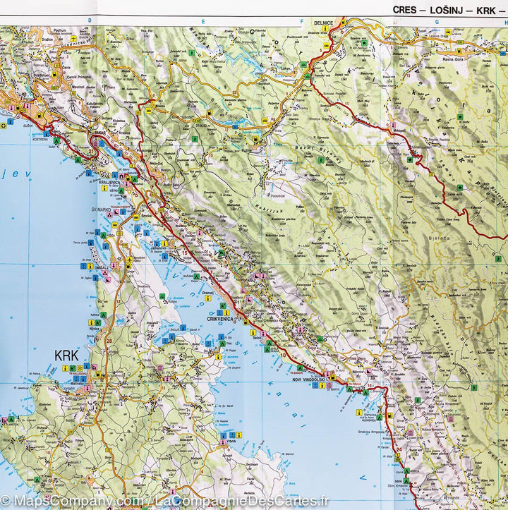 Carte détaillée de l&rsquo;Ile de Cres (Croatie) | Freytag &amp; Berndt - La Compagnie des Cartes