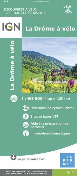 Carte détaillée - La Drôme à vélo | IGN carte pliée IGN 