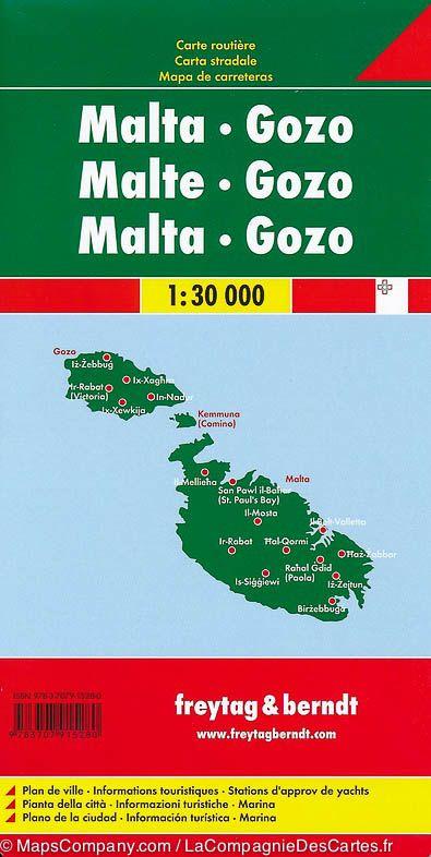 Carte détaillée de Malte et Gozo | Freytag &amp; Berndt - La Compagnie des Cartes