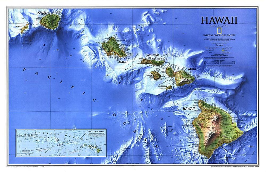 1995 Hawaii Map Wall Map 