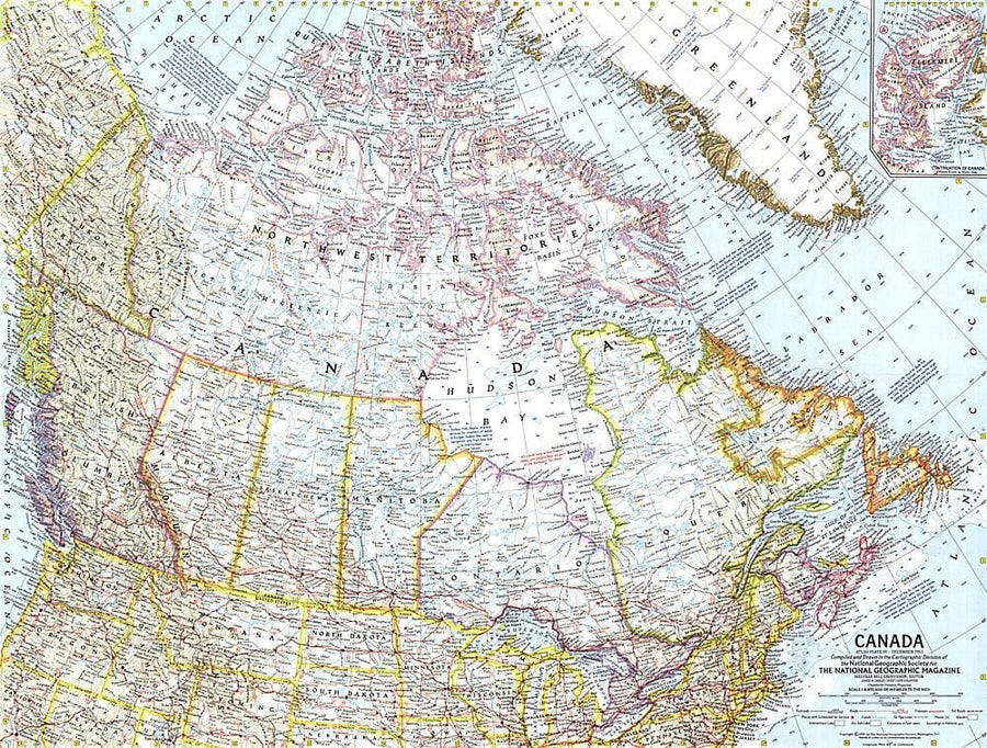 1961 Canada Map Wall Map 