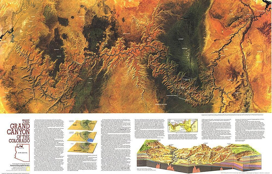 1978 Grand Canyon of Colorado Map Wall Map 