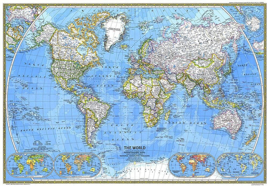 1981 World Map Wall Map 