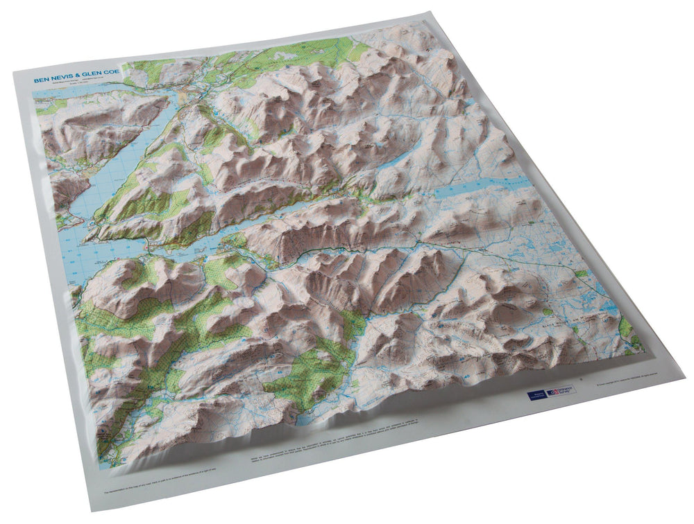 Carte en relief - Ben Nevis & Glen Coe (Ecosse) - avec cadre en bois | Dorrigo carte relief Dorrigo bois clair 