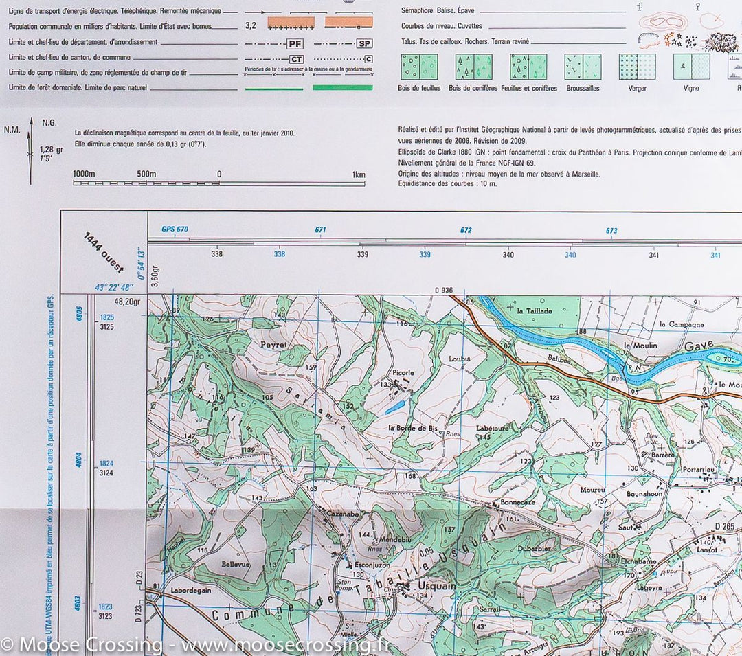 Carte IGN série bleue n° 1545 SB - Oloron-Sainte-Marie, Mourenx (Pyrénées) carte pliée IGN 