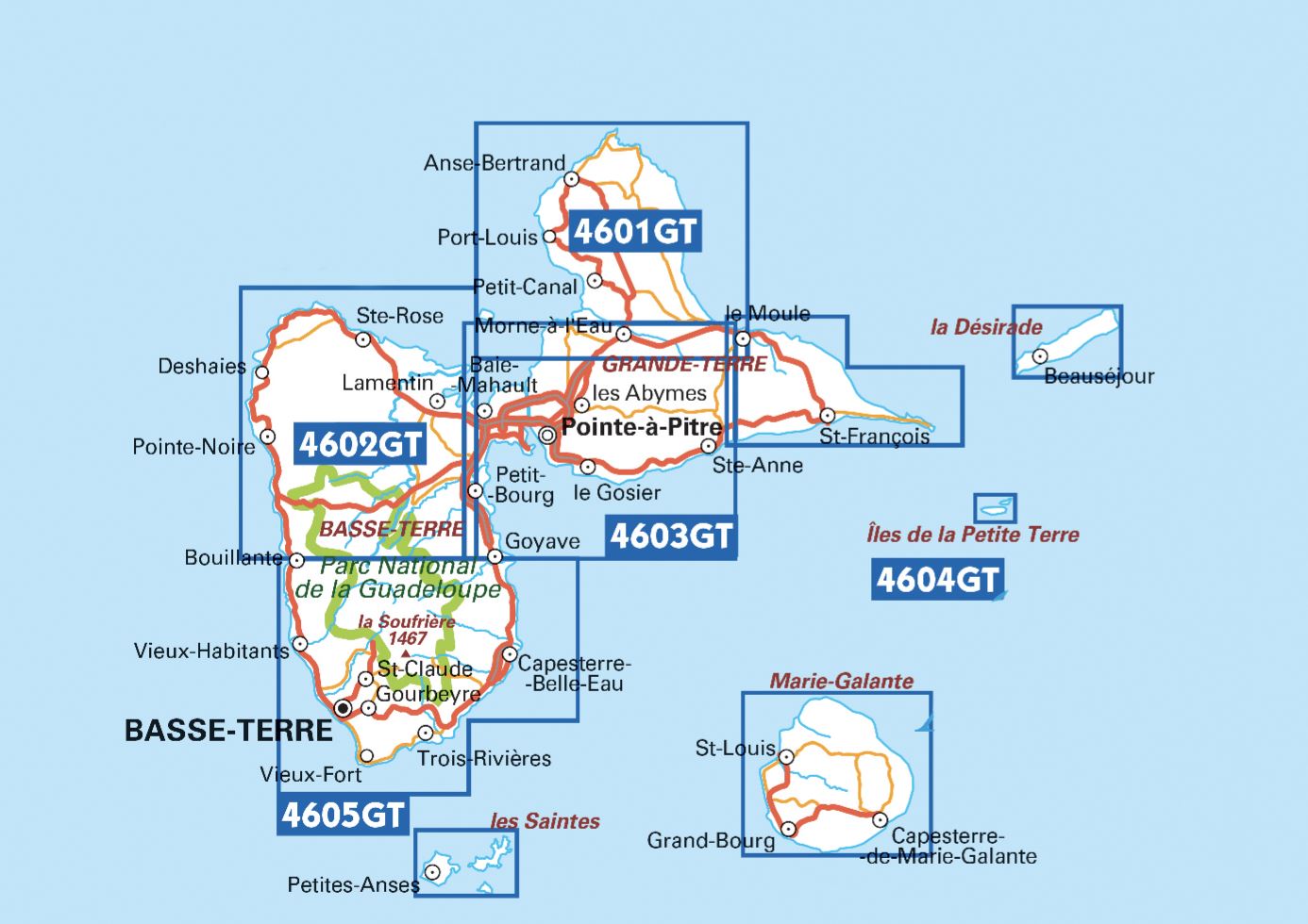 Map IGN Top 25 # 4604 GT - St-François (Guadeloupe), La Désirade, Mari –  MapsCompany - Travel and hiking maps