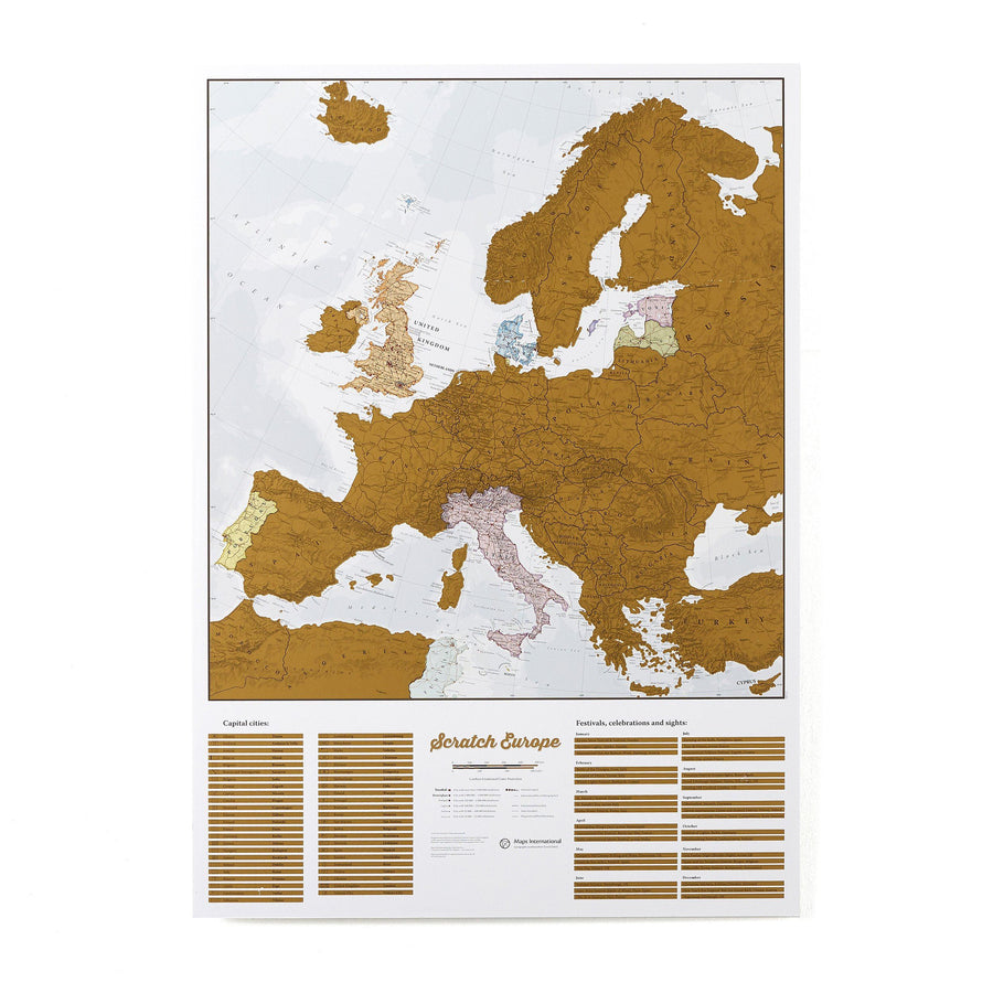 Carte murale à gratter (en anglais) - Europe | Maps International carte murale petit tube Maps International 
