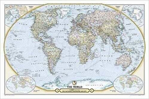National Geographic 125th Anniversary World Map (Double-sided, folded) | National Geographic