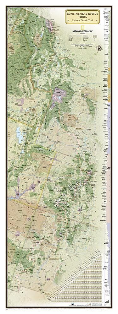 Wall Map of the Continental Divide Trail - laminated | National Geographic Hiking Map 