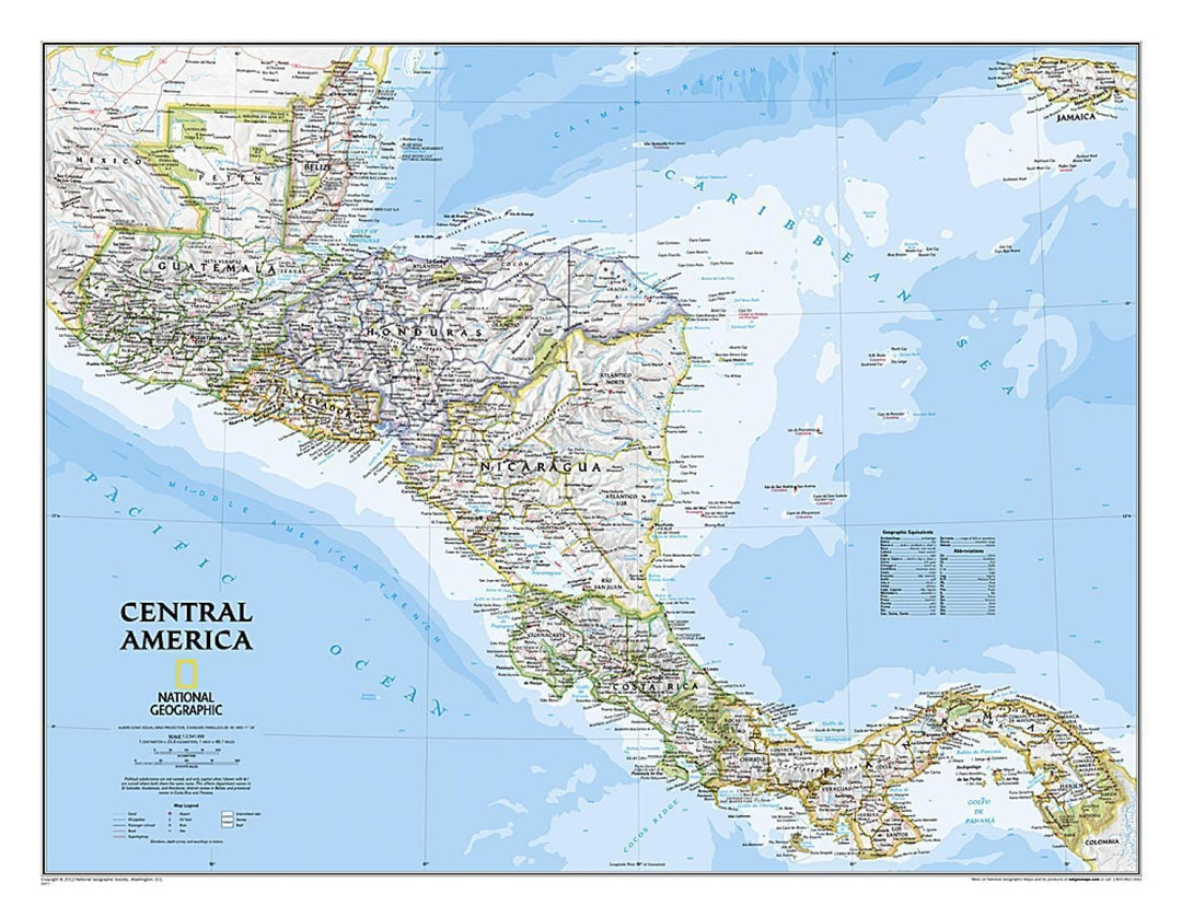 Wall map of Central America (Classic, Sleeved) | National Geographic