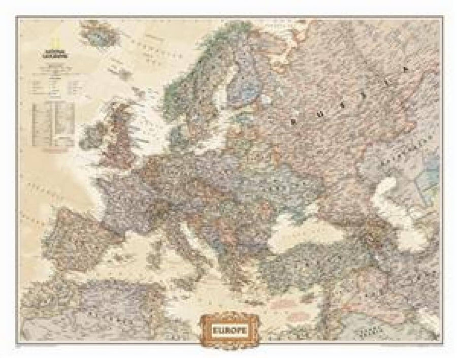 Wall map of Europe (Executive, Enlarged & Sleeved) | National Geographic