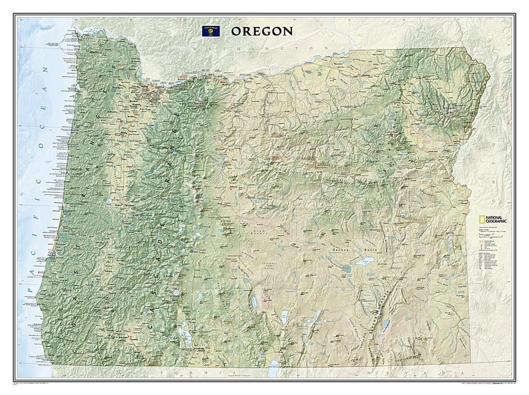 Wall map of Oregon (Tubed) | National Geographic