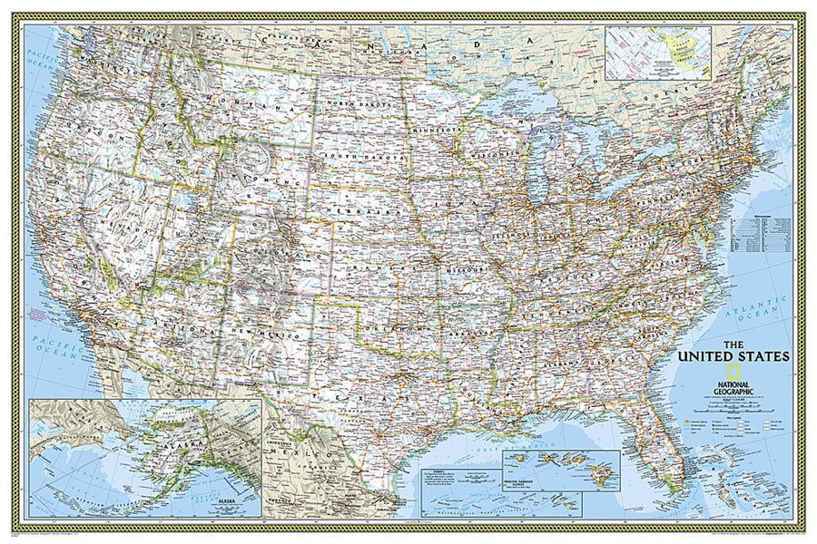 United States, Classic, Poster-sized, Sleeved by National Geographic Maps