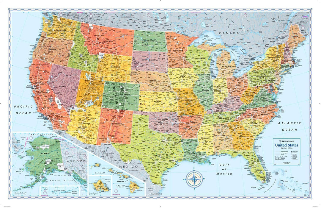 Signature Edition U.S. Wall Map (Folded) | Rand McNally Wall Map 