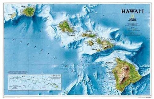 Wall map of Hawaii (Sleeved) | National Geographic