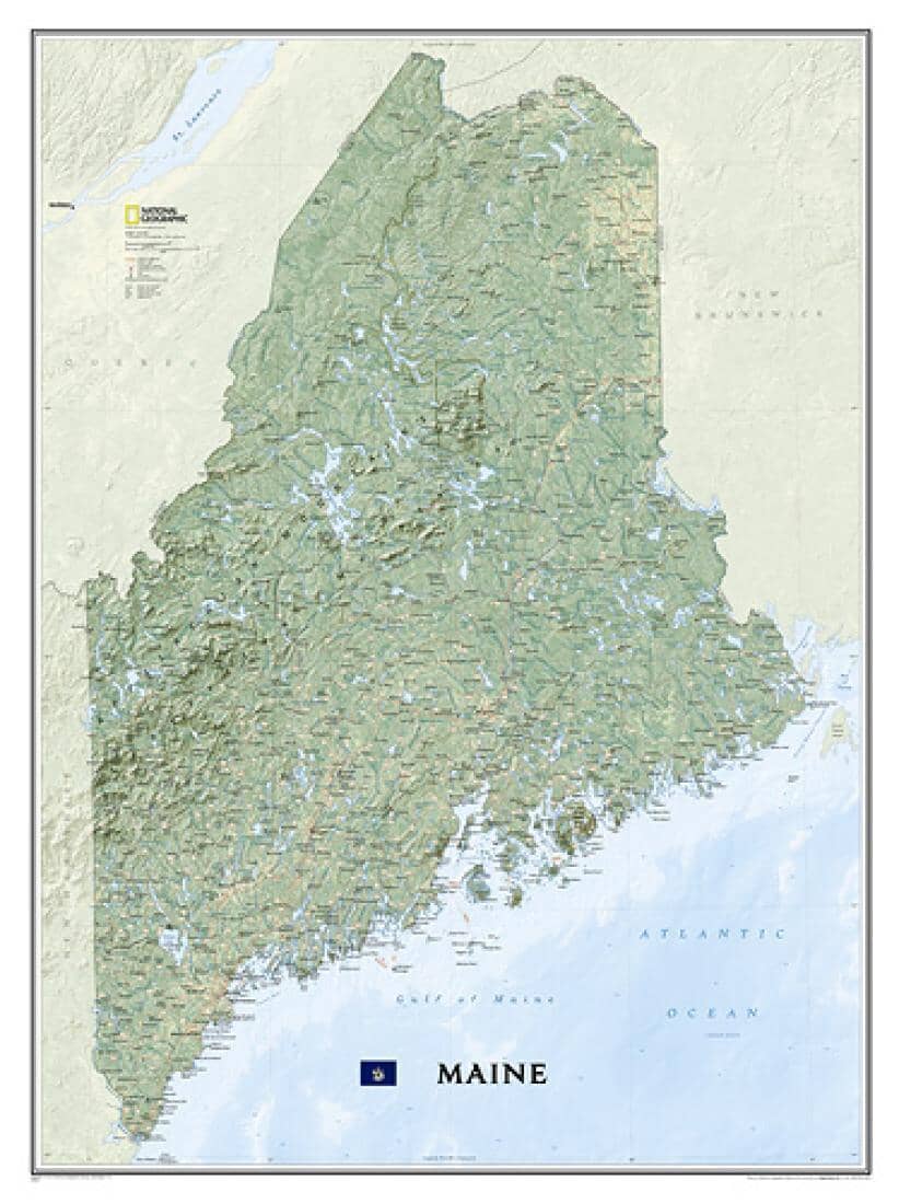 Wall map of Maine (Tubed) | National Geographic