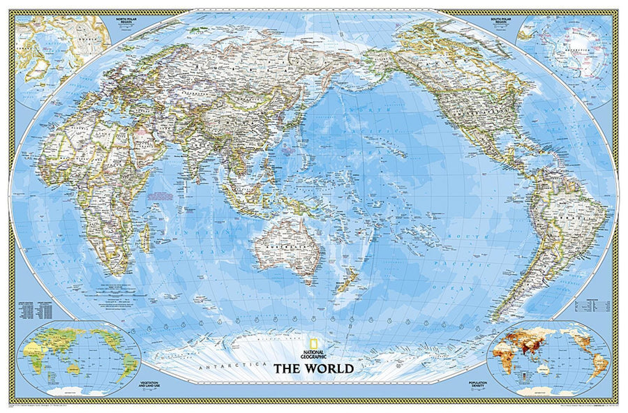 World, Classic, Pacific Centered, Enlarged, Sleeved by National Geographic Maps