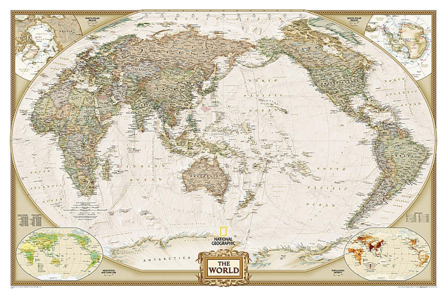 World, Executive, Pacific-Centered, Sleeved by National Geographic Maps