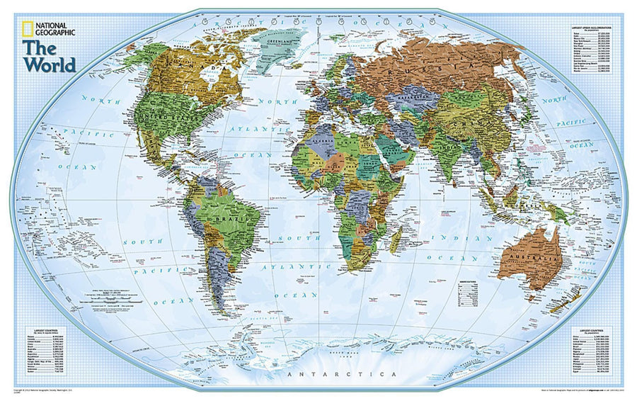 Wall map of The World - Explorer (Sleeved)| National Geographic